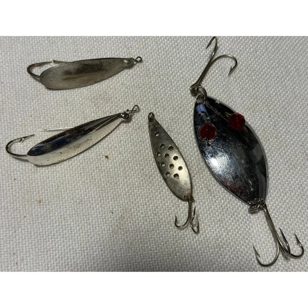 VTG Fishing Lure Lot Red Eye Wiggler Johnsons Silver Minnow Chruscz Spoonfish